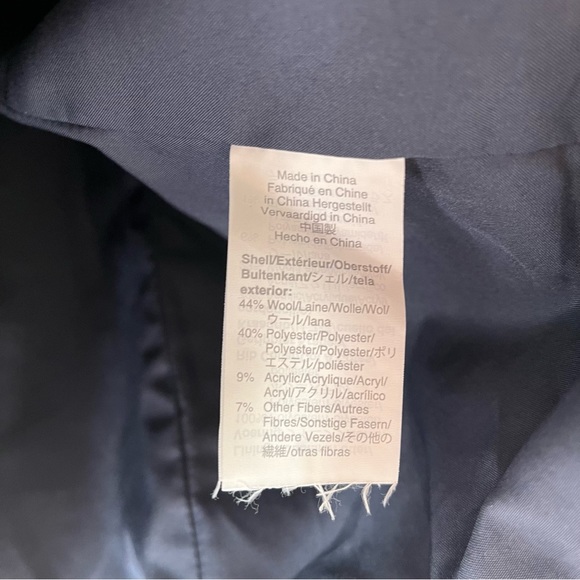 🌸 J. Crew Village Navy Wool Coat Zip Front Jacket Stand Collar - Picture 8 of 9